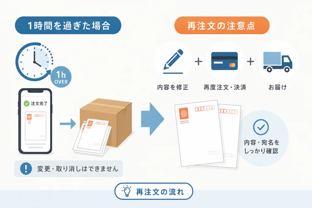1時間を過ぎた場合の変更・取り消しと再注文の注意点