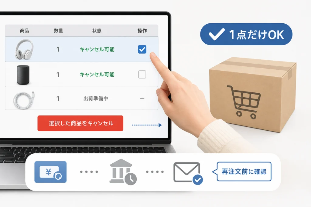 1点だけキャンセルしたい場合と再注文前の注意点