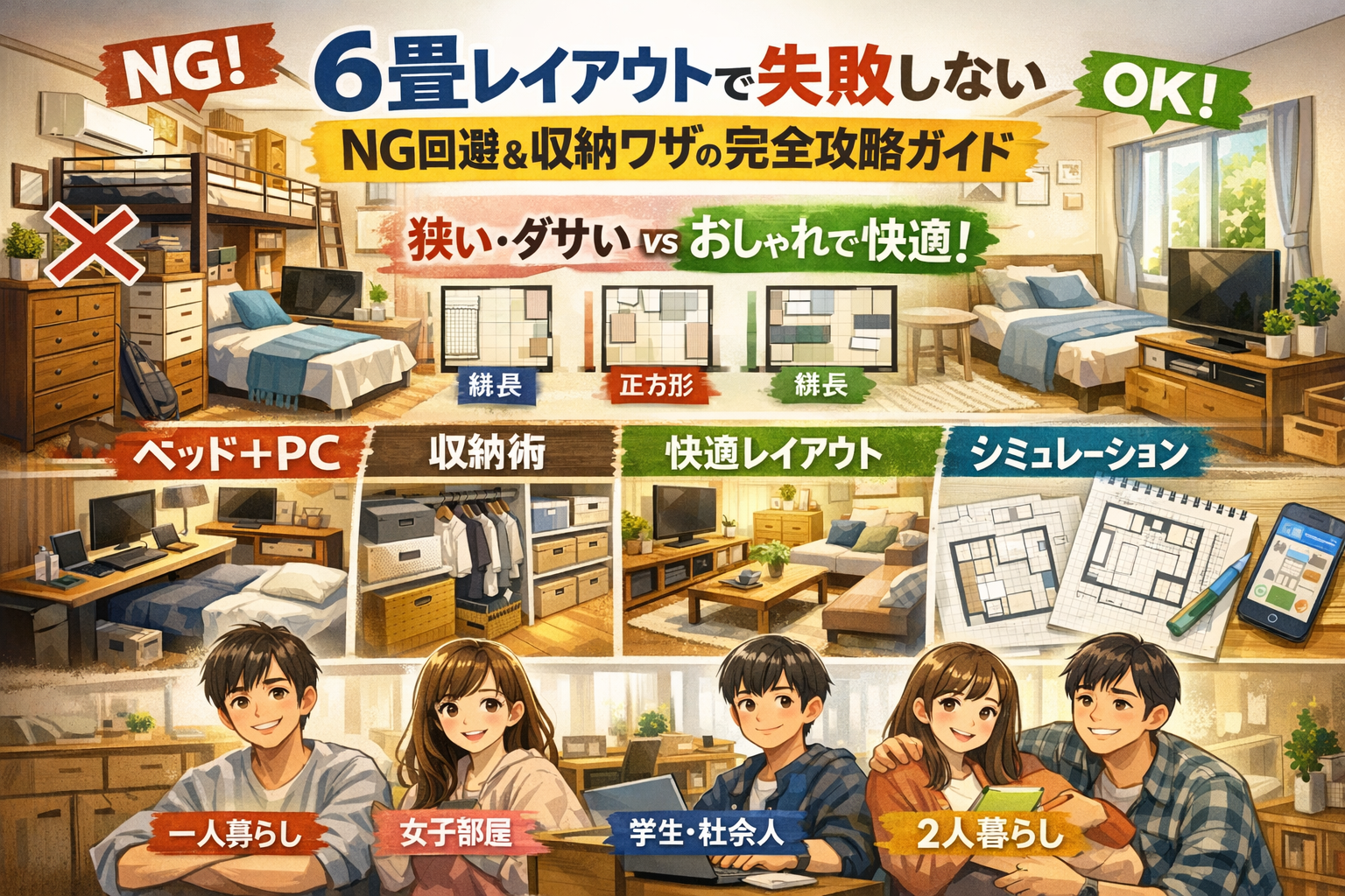 6畳レイアウトで失敗しない実例とNG回避＆収納ワザの完全攻略ガイド - ハウスケアラボ