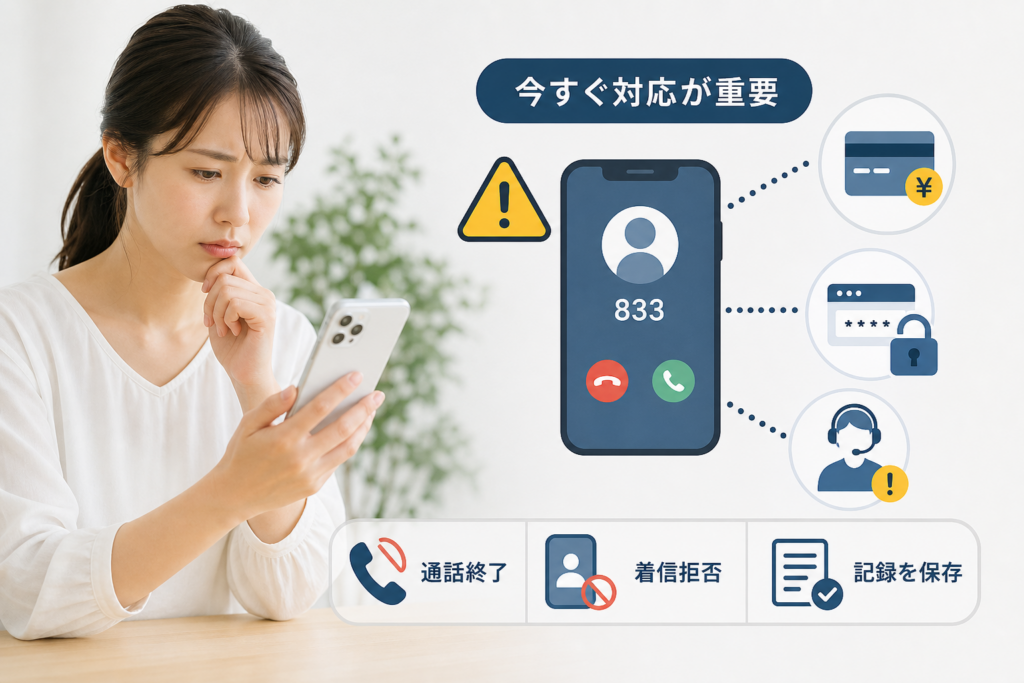 833電話に出てしまった・折り返してしまった場合の即時リスクと対処法