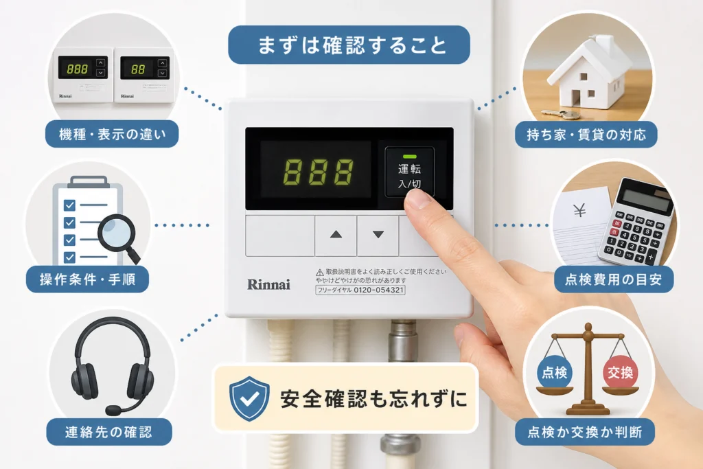 888が消えない場合は、機種と表示を確認する