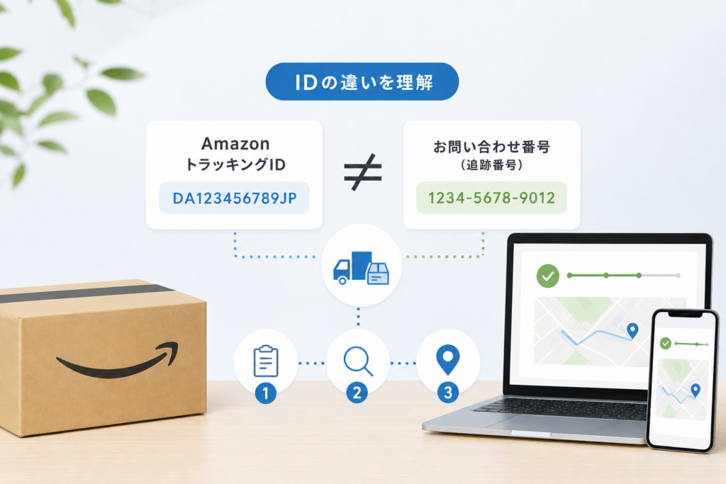 AmazonトラッキングIDとは？確認手順とお問い合わせ番号との違い