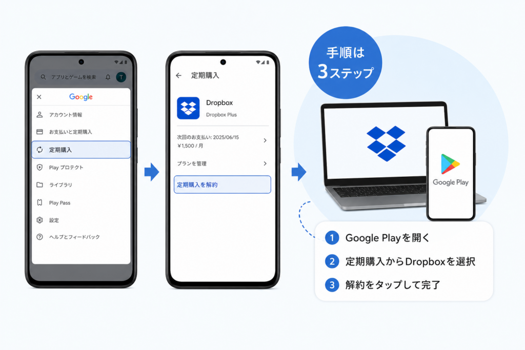 Android・Google Playで契約したDropboxの解約手順