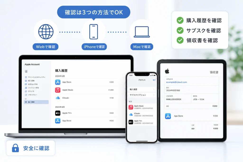Apple Accountの購入履歴をWeb・iPhone・Macでどう開く？