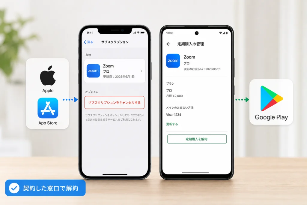 Apple・Google Play経由のZoom契約を解約する手順