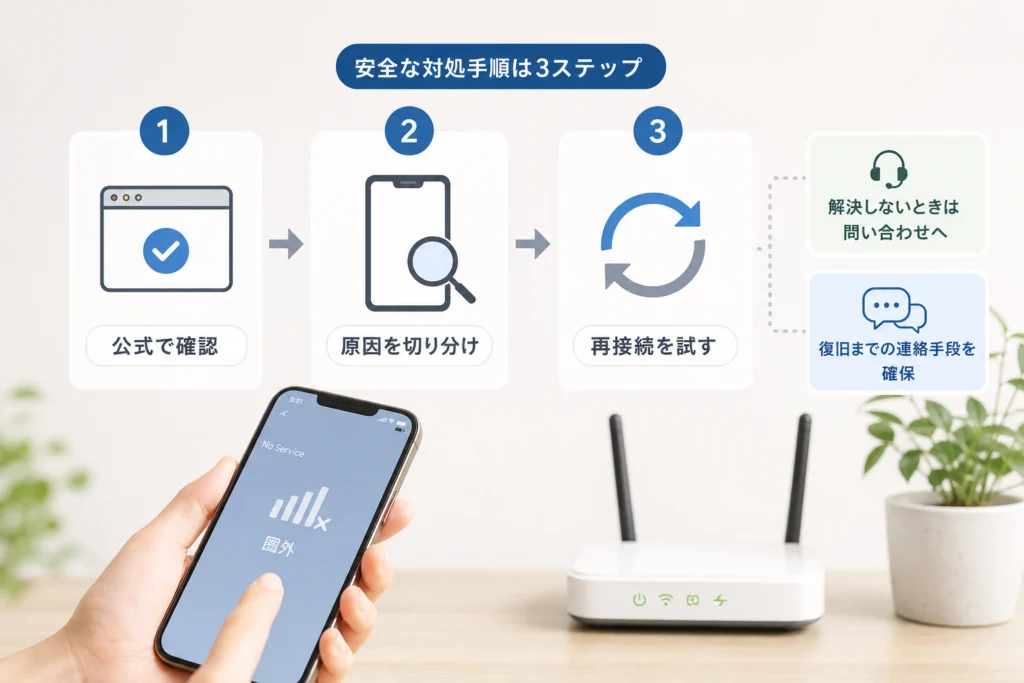 auがつながらないときに安全に試す対処手順