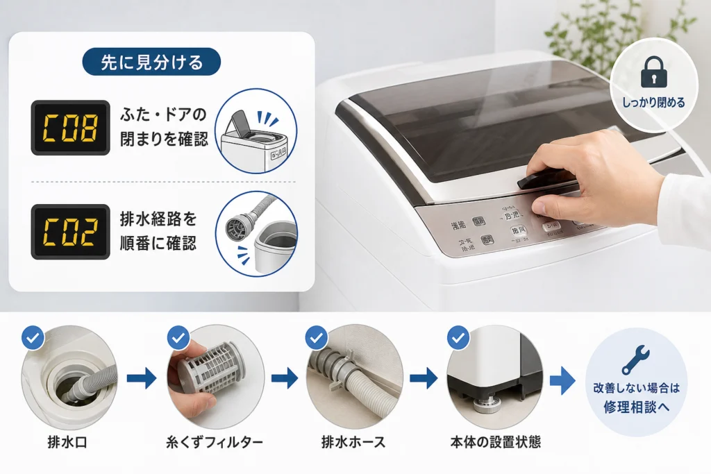 C08は閉め直せる状態かを先に見分ける