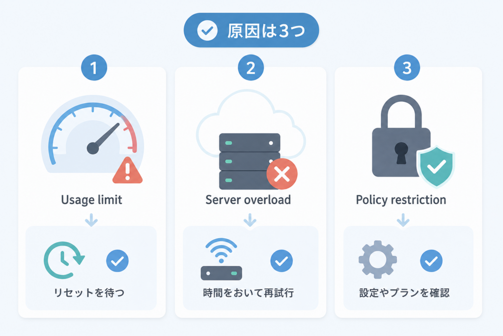 ChatGPT画像生成に制限がかかる3つの原因とエラー別の対処法