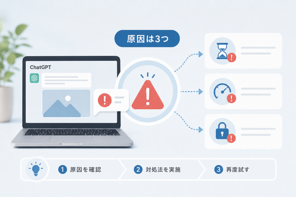 ChatGPT画像生成に制限がかかる3つの原因とエラー別の対処法