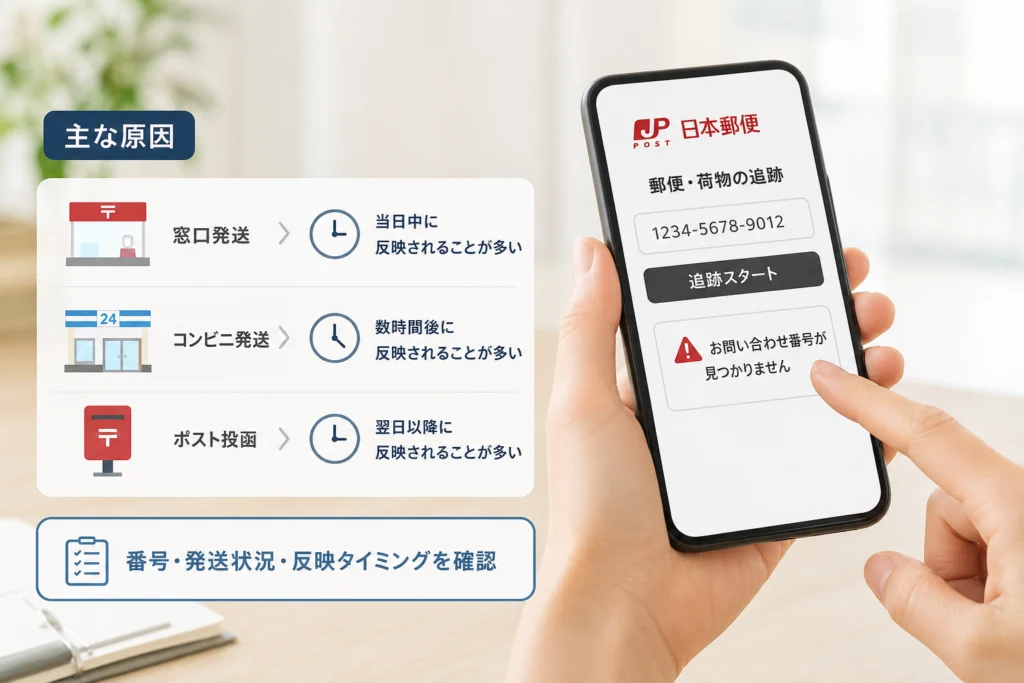 「お問い合わせ番号が見つかりません」と表示される主な原因