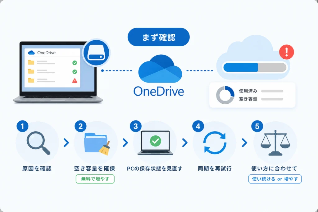 「容量不足」はクラウドとPCのどちらか