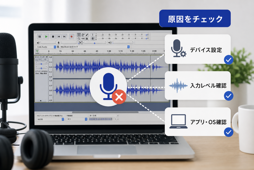 【原因別】Audacityで録音できない・音が入らない場合の対処法