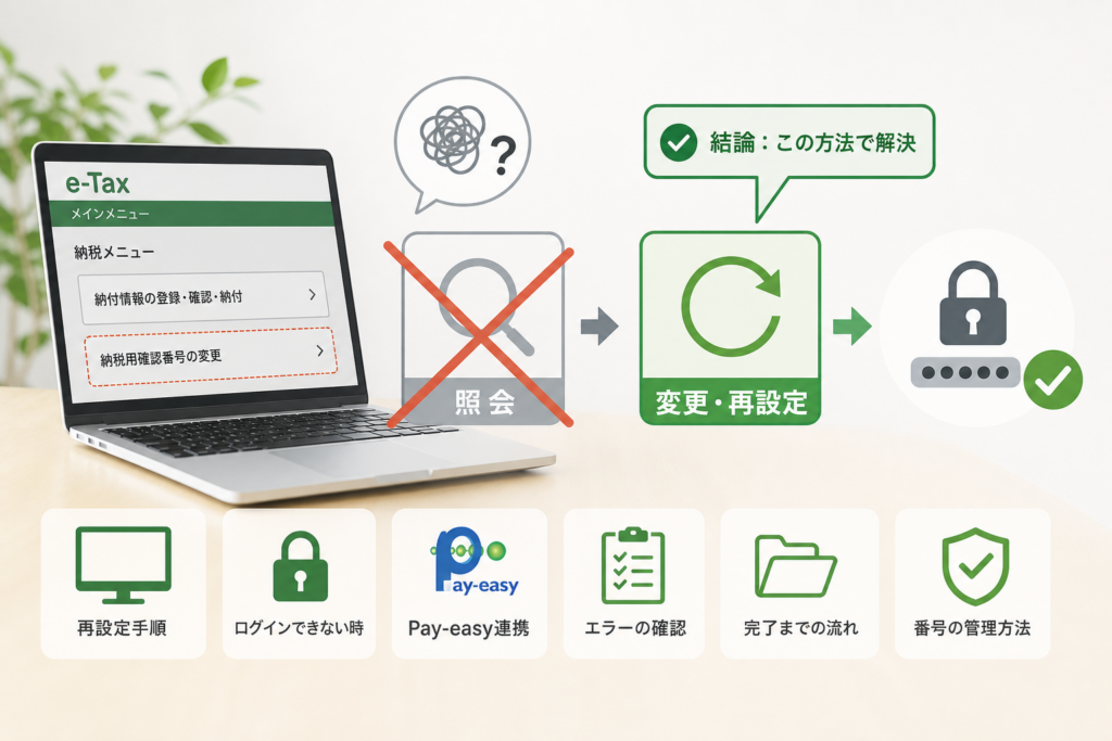 【結論】納税用確認番号を忘れたら「照会」ではなく「変更」する