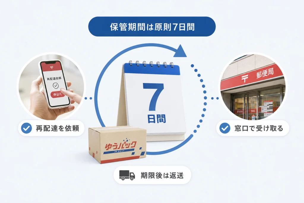 ゆうパックの保管期間は原則7日間｜期限の数え方と返送