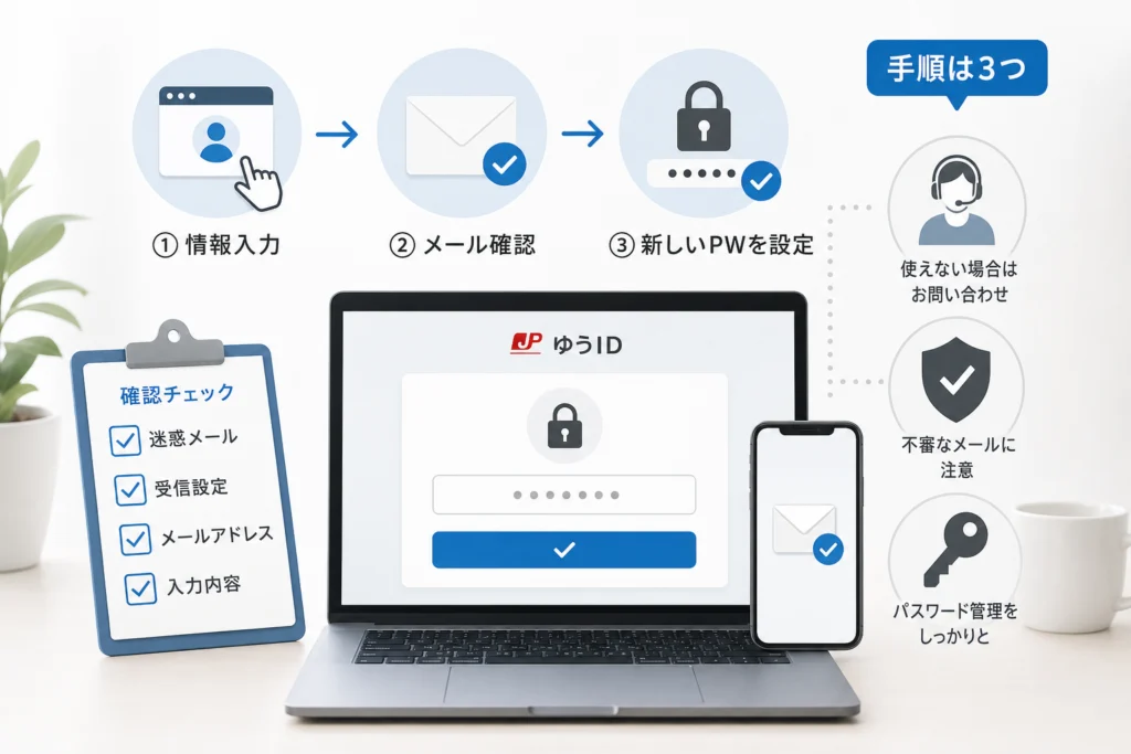 ゆうIDのパスワードを再設定するには？
