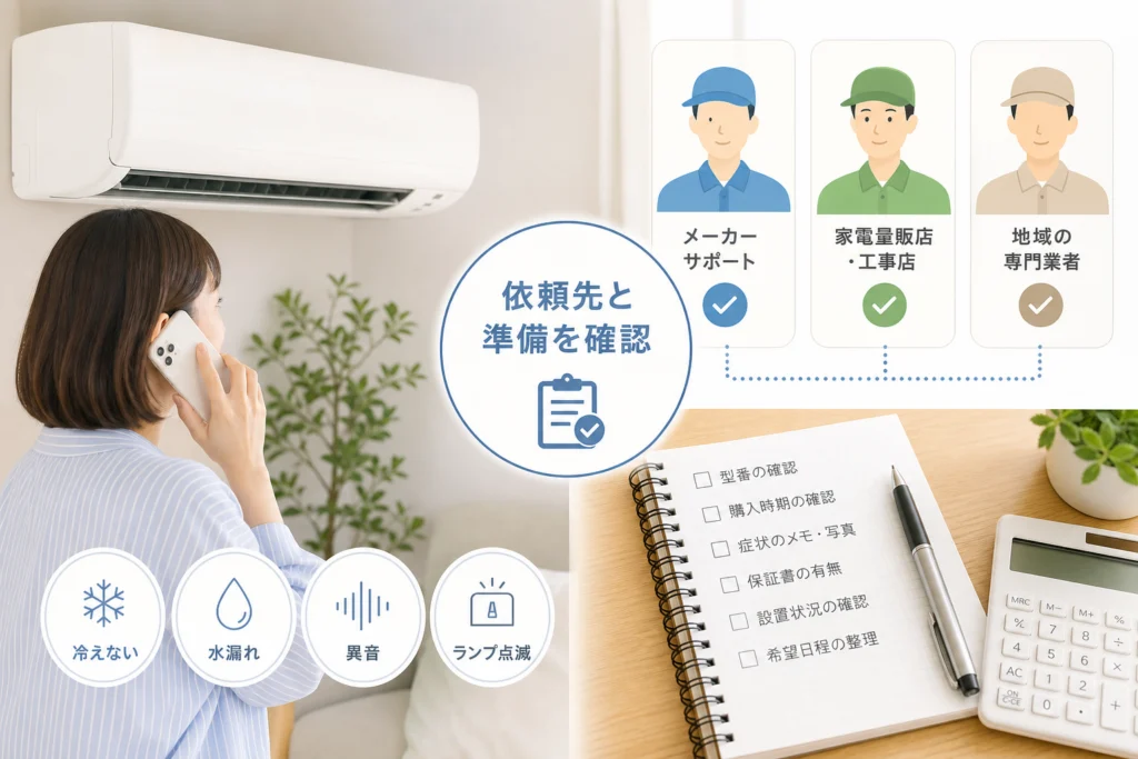 エアコン修理はどこに頼む?依頼先の選び方と準備