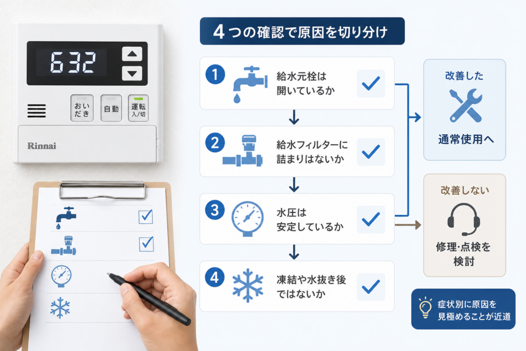 エラー632の原因を症状別に切り分ける