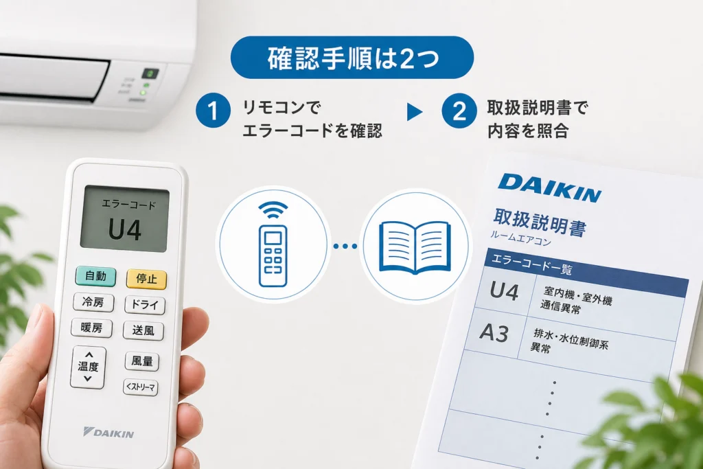 エラーコードの確認方法|リモコンの種類で手順が異なる