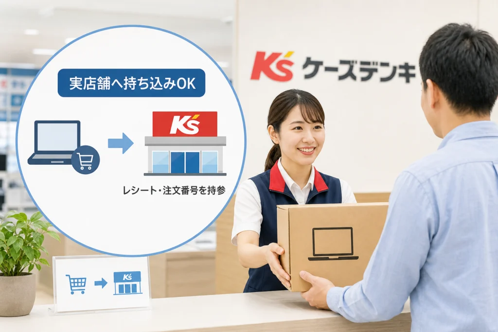 オンライン購入品をケーズデンキの実店舗に持ち込める？