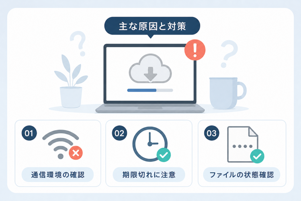 ギガファイル便でダウンロードできない・開けない主な原因と対策