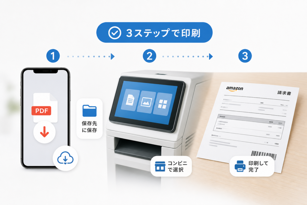 スマホで取得した請求書PDFの保存先とコンビニ印刷手順