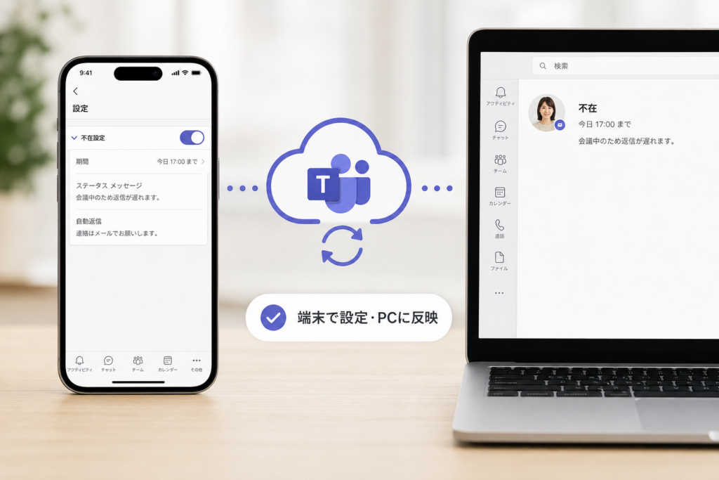 スマホ(iPhone/Android)でのTeams不在設定とPC同期の注意点