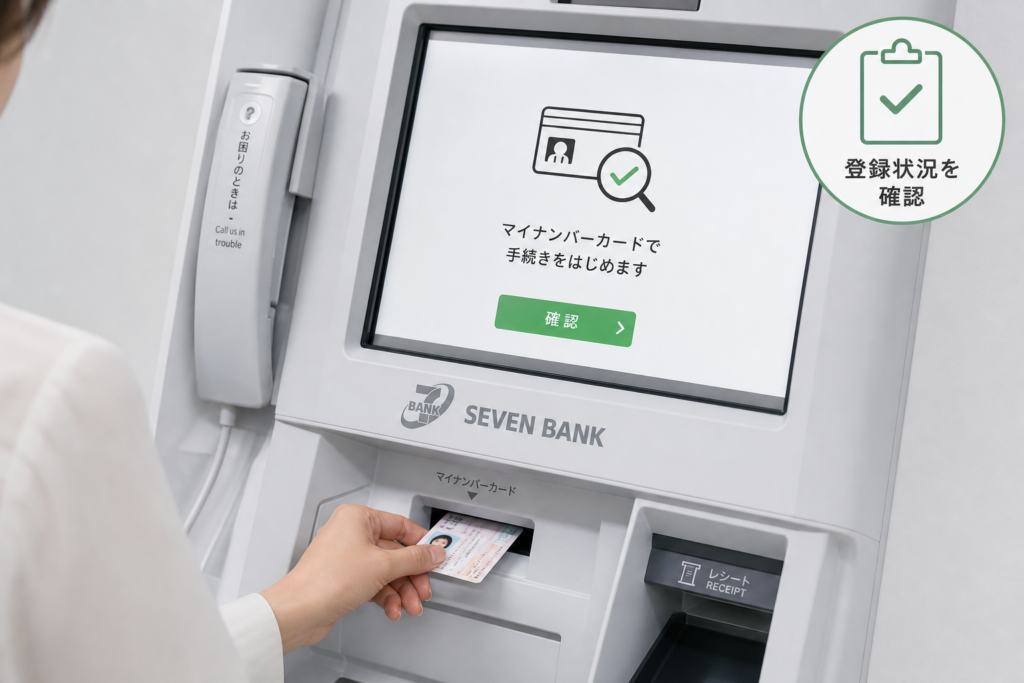 セブン銀行ATMでマイナ保険証の登録状況を確認する方法