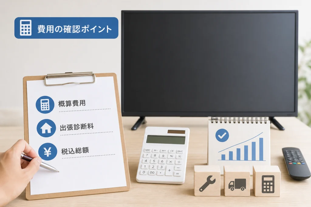 テレビ修理費用の確認方法｜概算・出張診断料・税込総額の見方