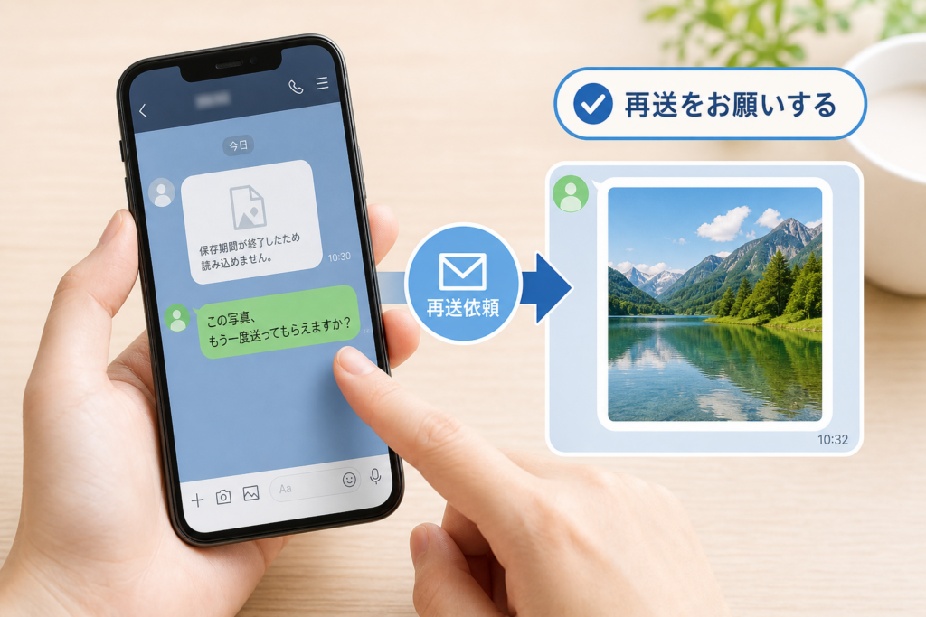トーク相手にLINE写真の再送を頼む方法