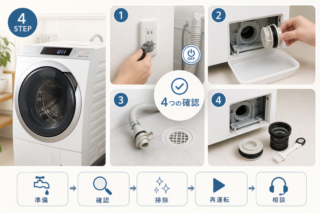 ドラム式洗濯乾燥機でU11が出たときの確認手順