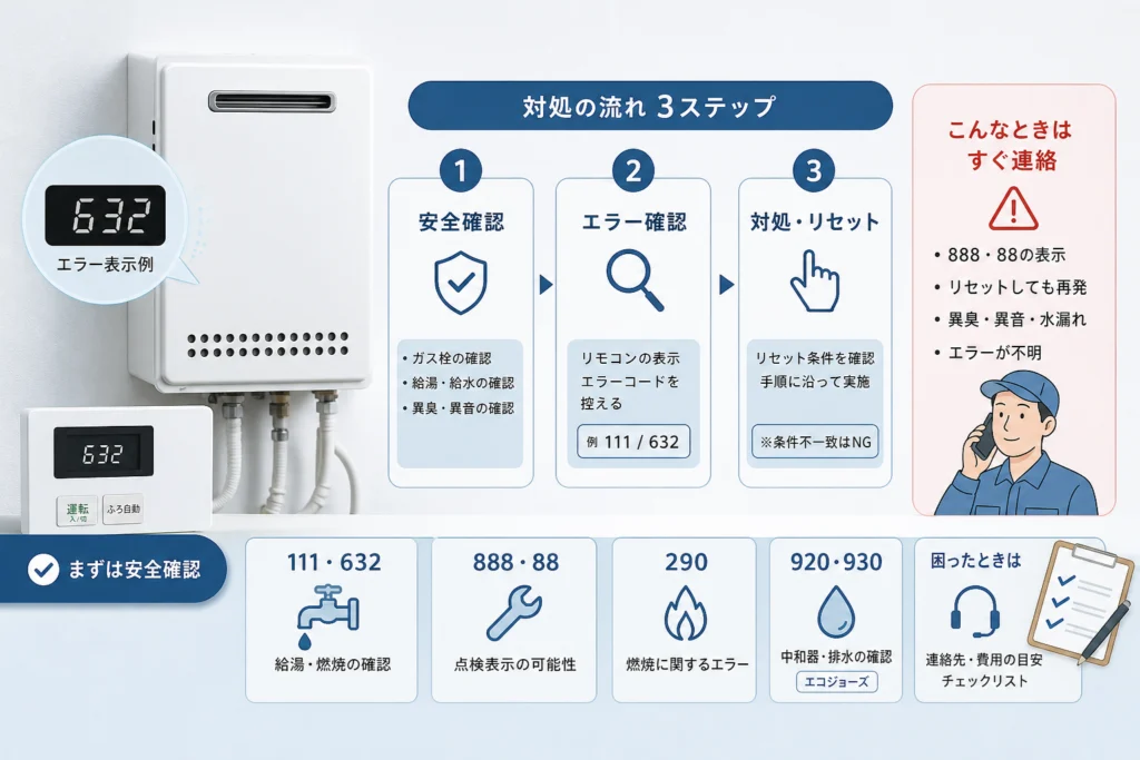 ノーリツ給湯器の主要エラーコード一覧と対処早見表