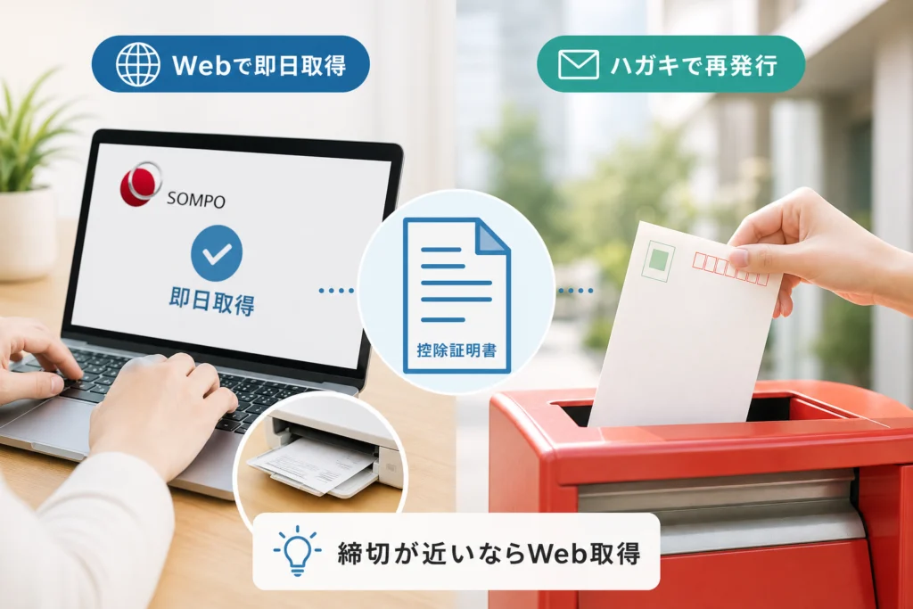 ハガキで再発行してもらうには？