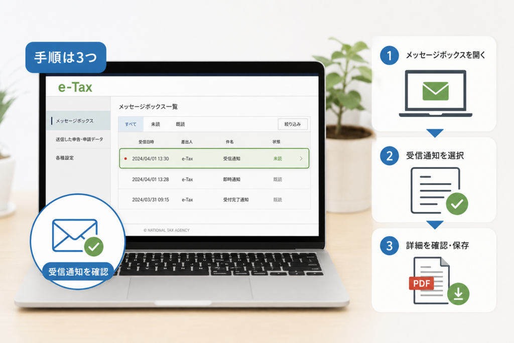 パソコンでe-Taxの送信結果を確認する手順