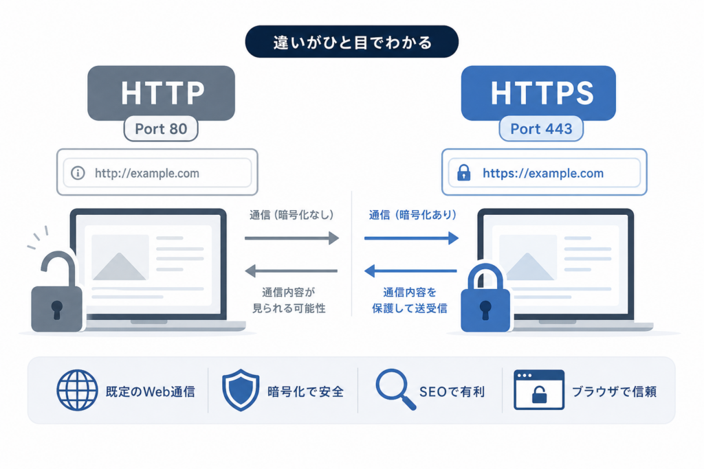 ポート80と443の違いを徹底比較(HTTP vs HTTPS)
