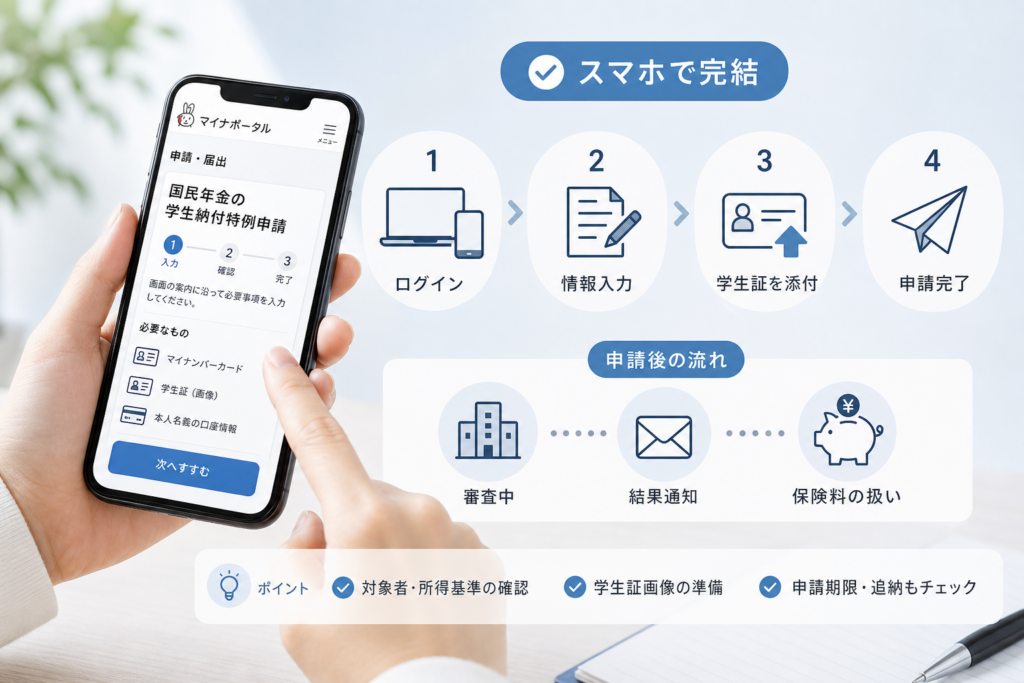 マイナポータルで学生納付特例を電子申請する手順