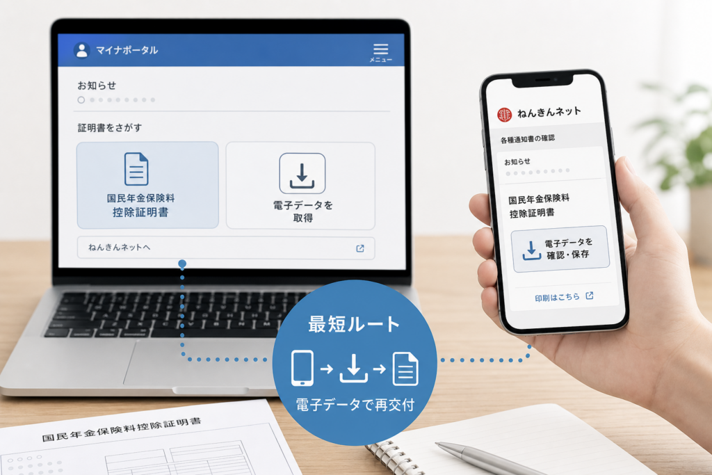 マイナポータル・ねんきんネットで電子データを再交付する