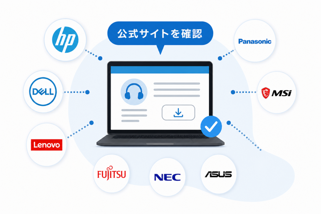 メーカー別「ここを探せば安心」ガイド（HPやDellやLenovoや富士通やNECやASUSやMSIやPanasonic）
