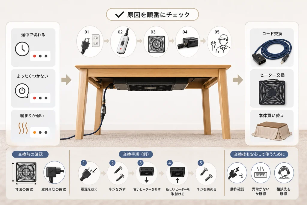 ランプがつかない・暖まりが弱い場合は？