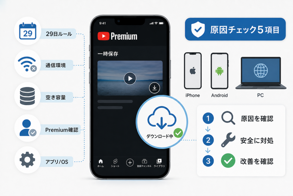 一時保存できない・ダウンロードが進まない原因