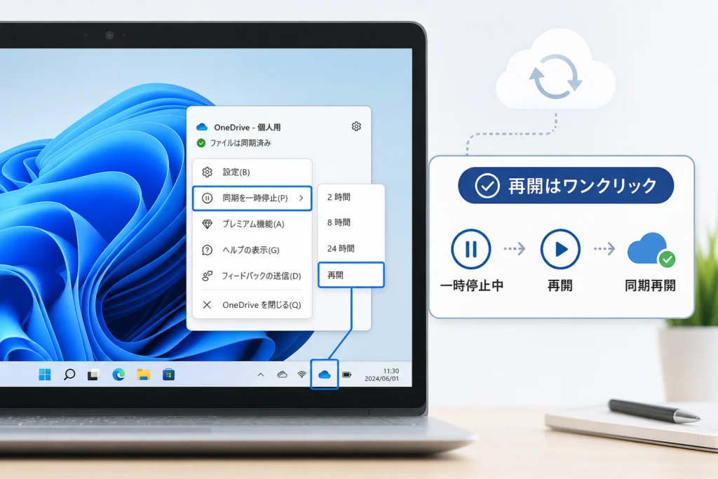 一時停止した同期を再開する方法と確認ポイント