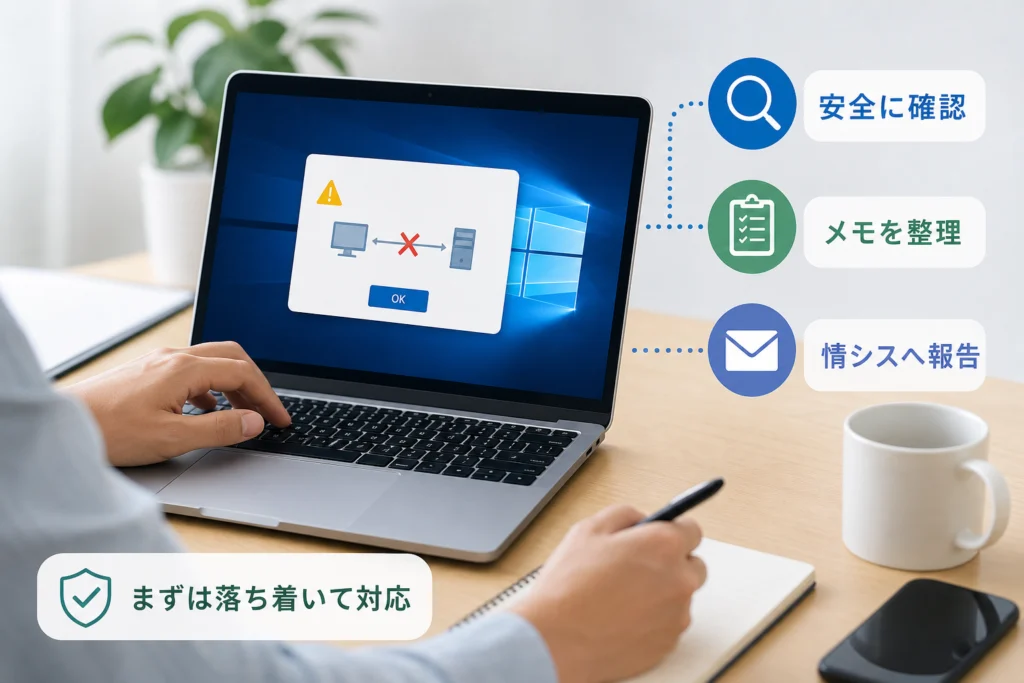 一般利用者が安全に確認することと情シスへの報告方法