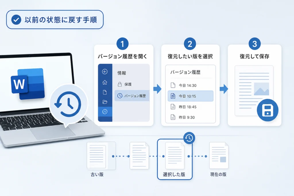 上書き保存したWord文書を以前の状態に戻す方法