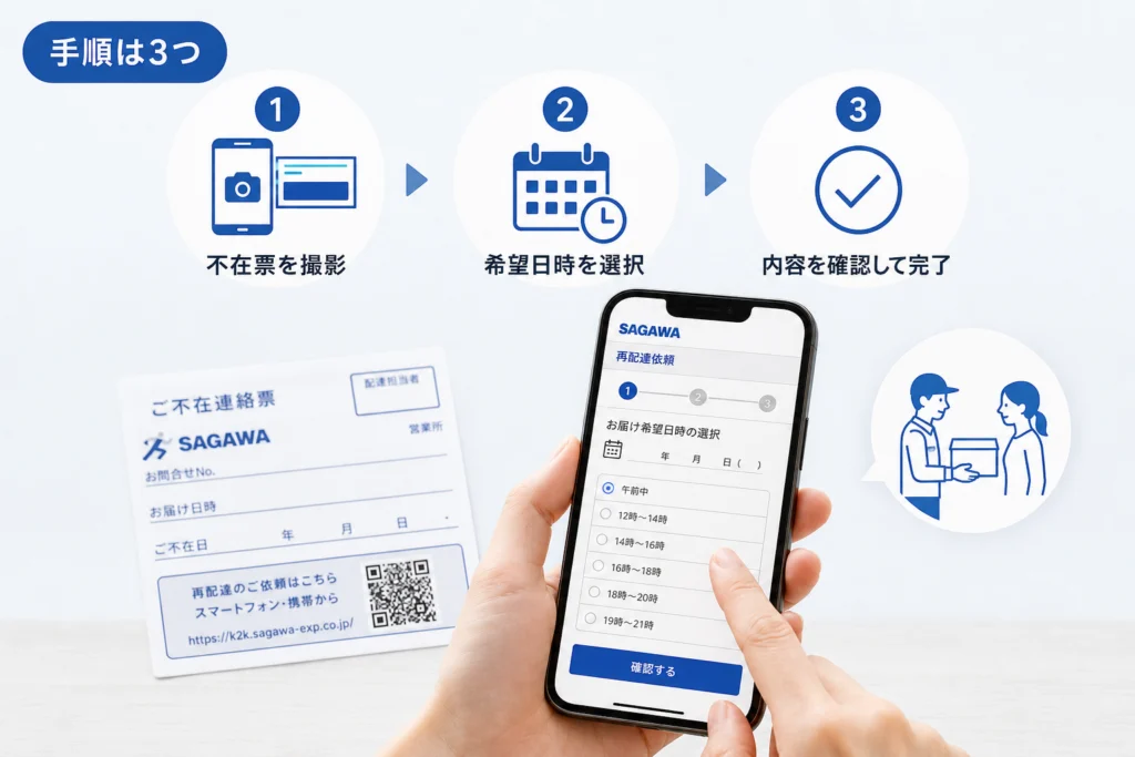 不在票からネットで再配達を申し込む手順