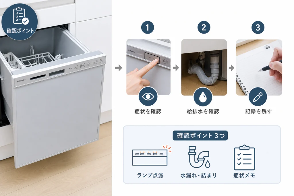 修理を呼ぶ前に、動かない・給排水できない症状をどう確認する？