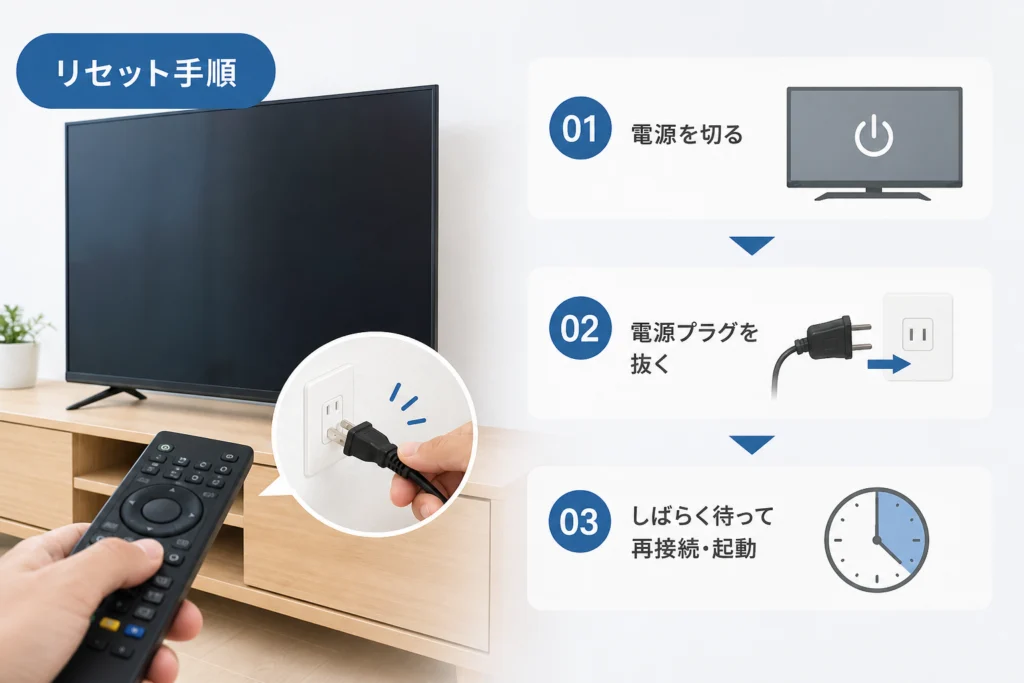 修理を頼む前にできるテレビの確認・リセット手順