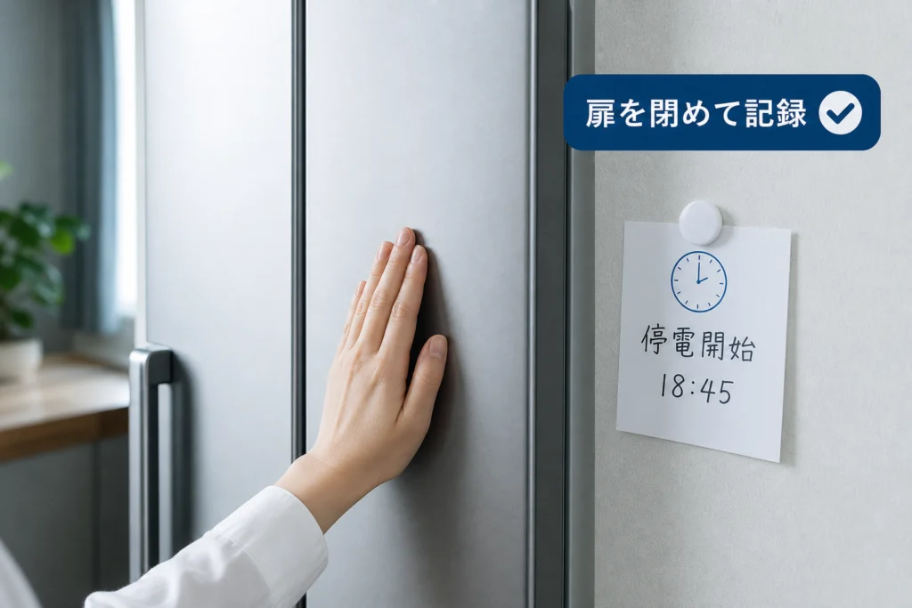 停電した直後にすること：扉を閉めて開始時刻を記録する