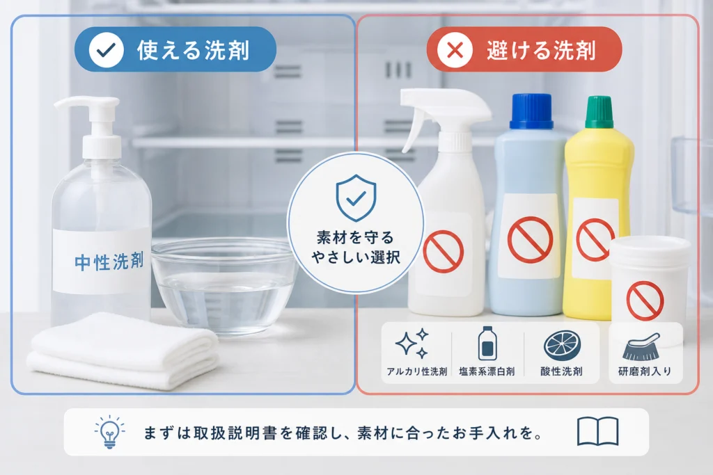 冷蔵庫の掃除に使える洗剤・避ける洗剤は？