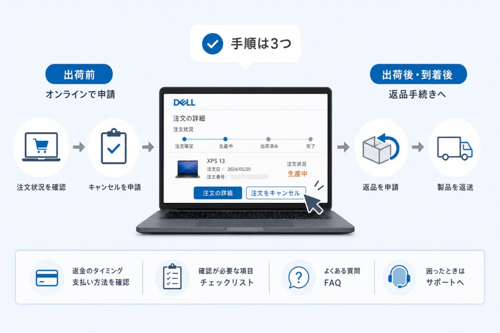 出荷前にDellの注文キャンセルを申請する手順