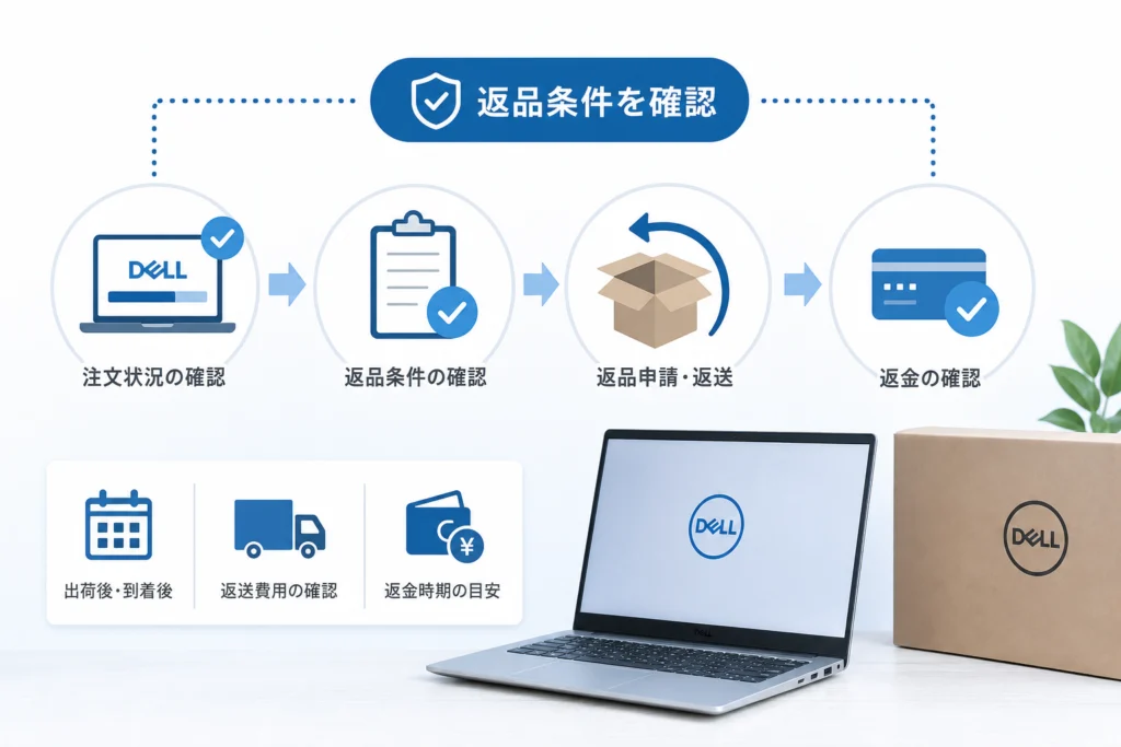 出荷後・到着後はDellの返品条件を確認する