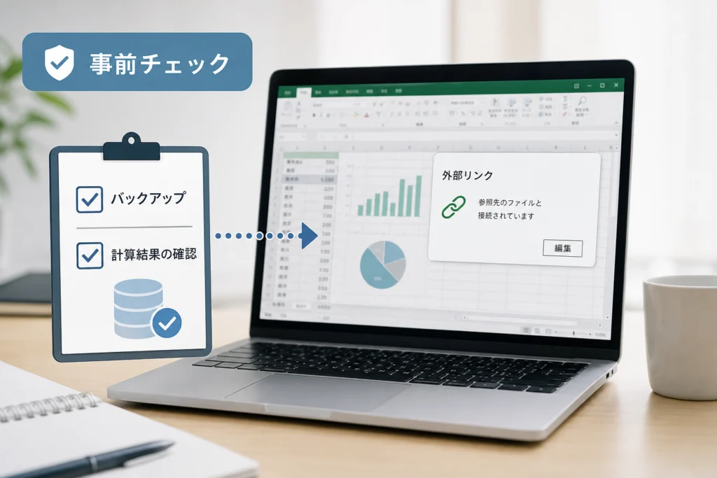 削除前にバックアップと計算結果を確認する